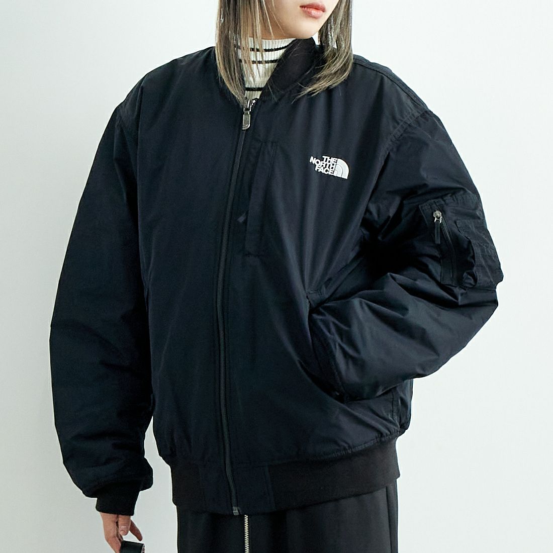 THE NORTH FACE [ザ ノースフェイス] インサレーションボンバージャケット [NY82552] K &&モデル身長：167cm 着用サイズ：S&&