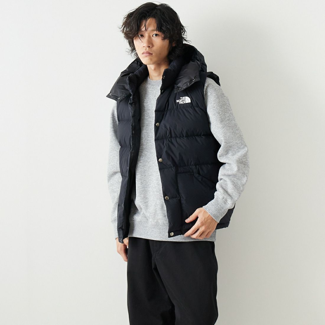 THE NORTH FACE [ザ ノースフェイス] キャンプシエラベスト [ND92530] K &&モデル身長：182cm 着用サイズ：L&&