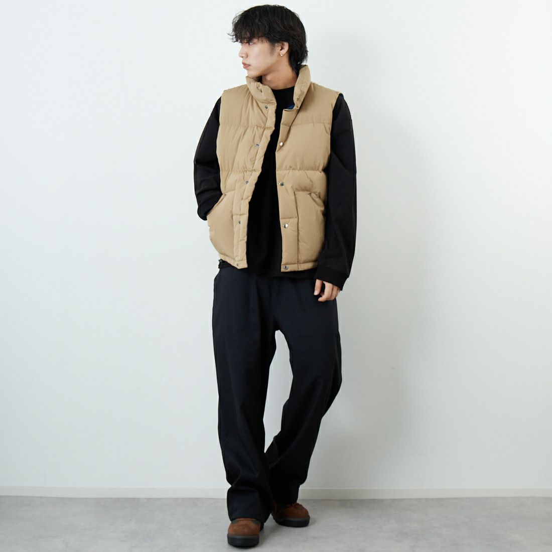 THE NORTH FACE [ザ ノースフェイス] キャンプシエラベスト [ND92530] CK &&モデル身長：179cm 着用サイズ：M&&
