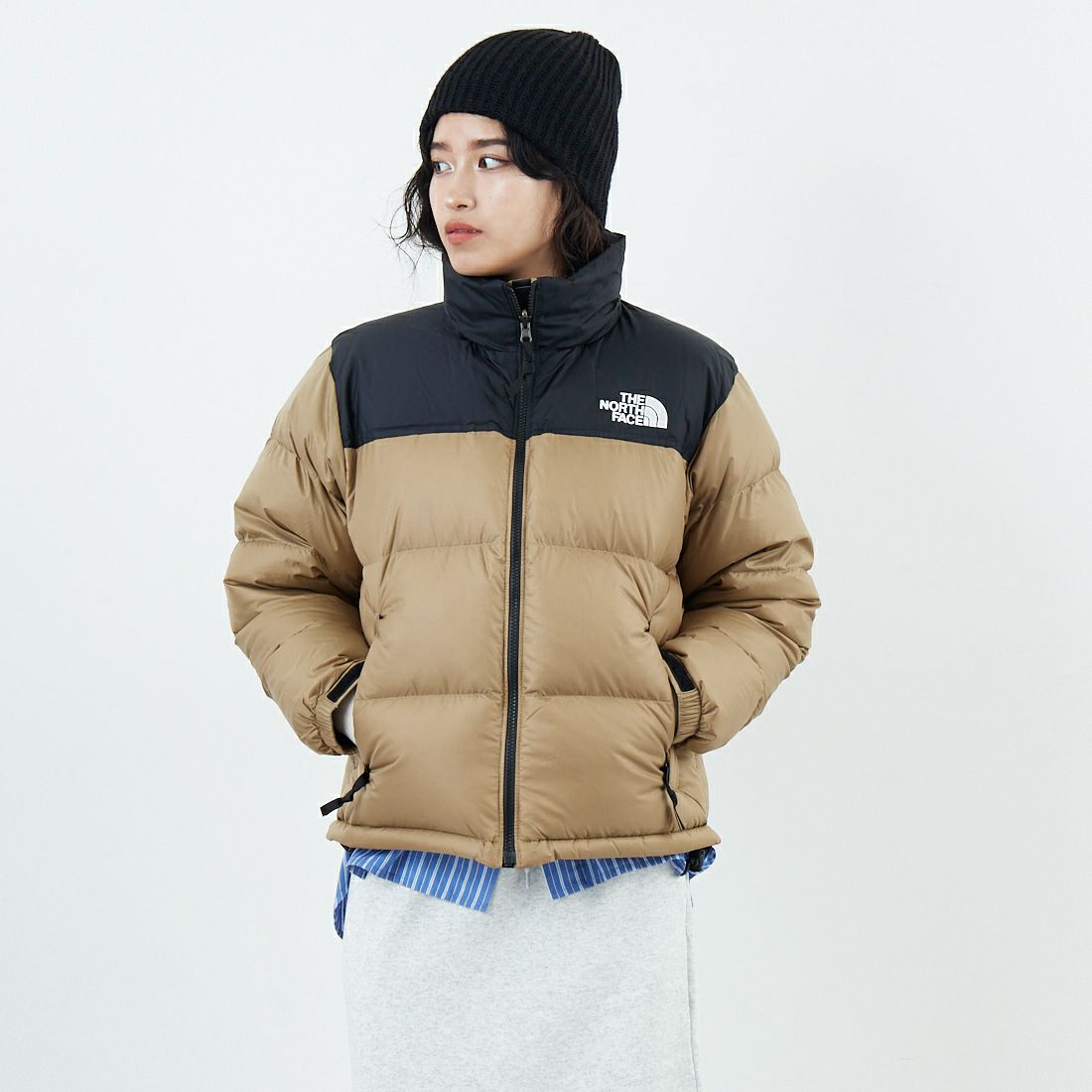 THE NORTH FACE [ザ ノースフェイス] ショートヌプシジャケット [NDW92555] CK &&モデル身長：162cm 着用サイズ：L&&