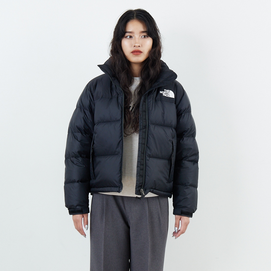 THE NORTH FACE [ザ ノースフェイス] ショートヌプシジャケット [NDW92555] CK &&モデル身長：162cm 着用サイズ：M&&