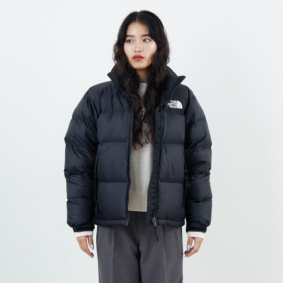 THE NORTH FACE [ザ ノースフェイス] ショートヌプシジャケット [NDW92555] K &&モデル身長：162cm 着用サイズ：XL&&