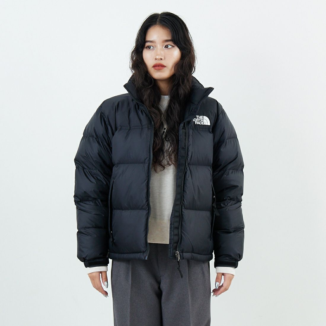 THE NORTH FACE [ザ ノースフェイス] ショートヌプシジャケット [NDW92555] K &&モデル身長：162cm 着用サイズ：XL&&