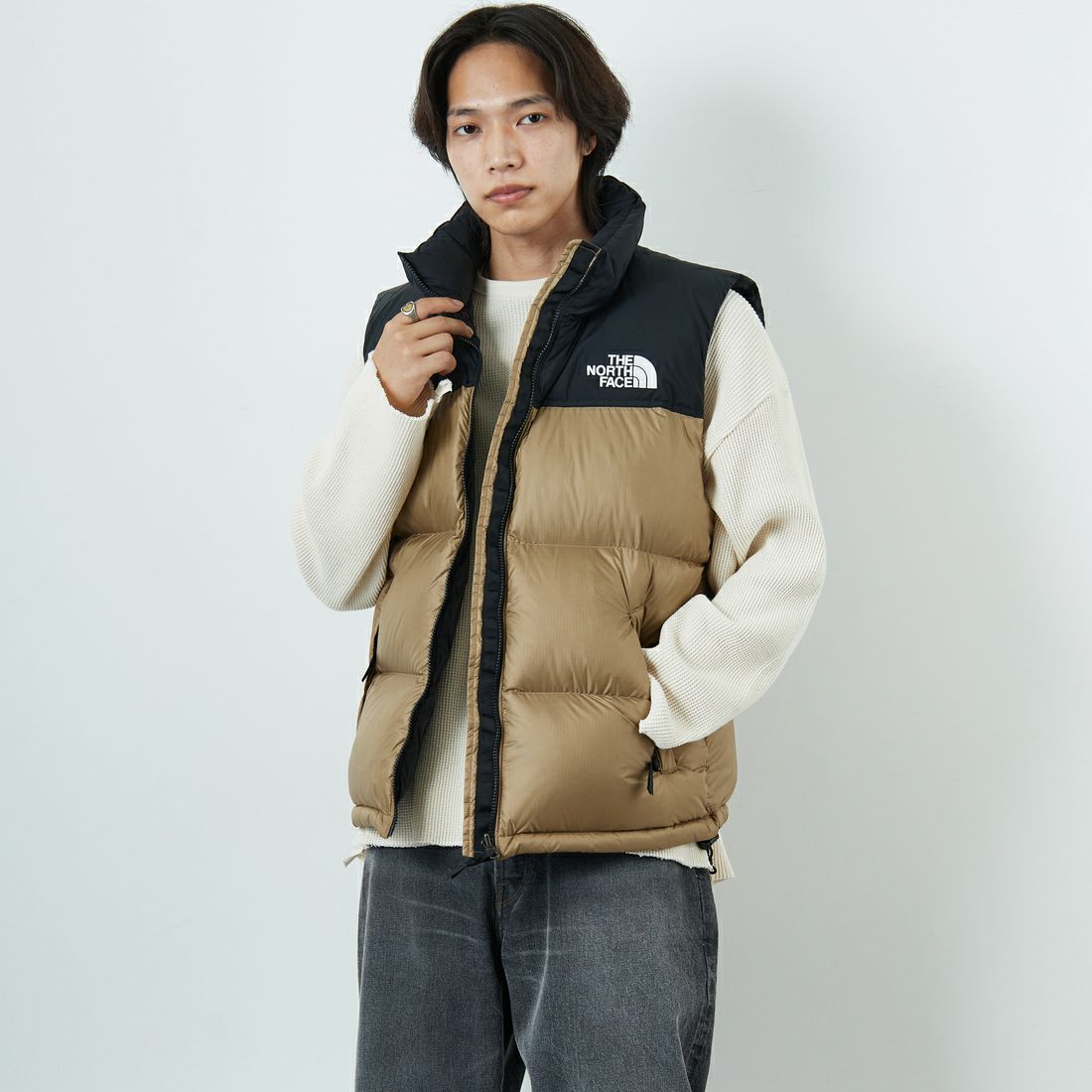 THE NORTH FACE [ザ ノースフェイス] ヌプシベスト [ND92557] CK &&モデル身長：179cm 着用サイズ：L&&