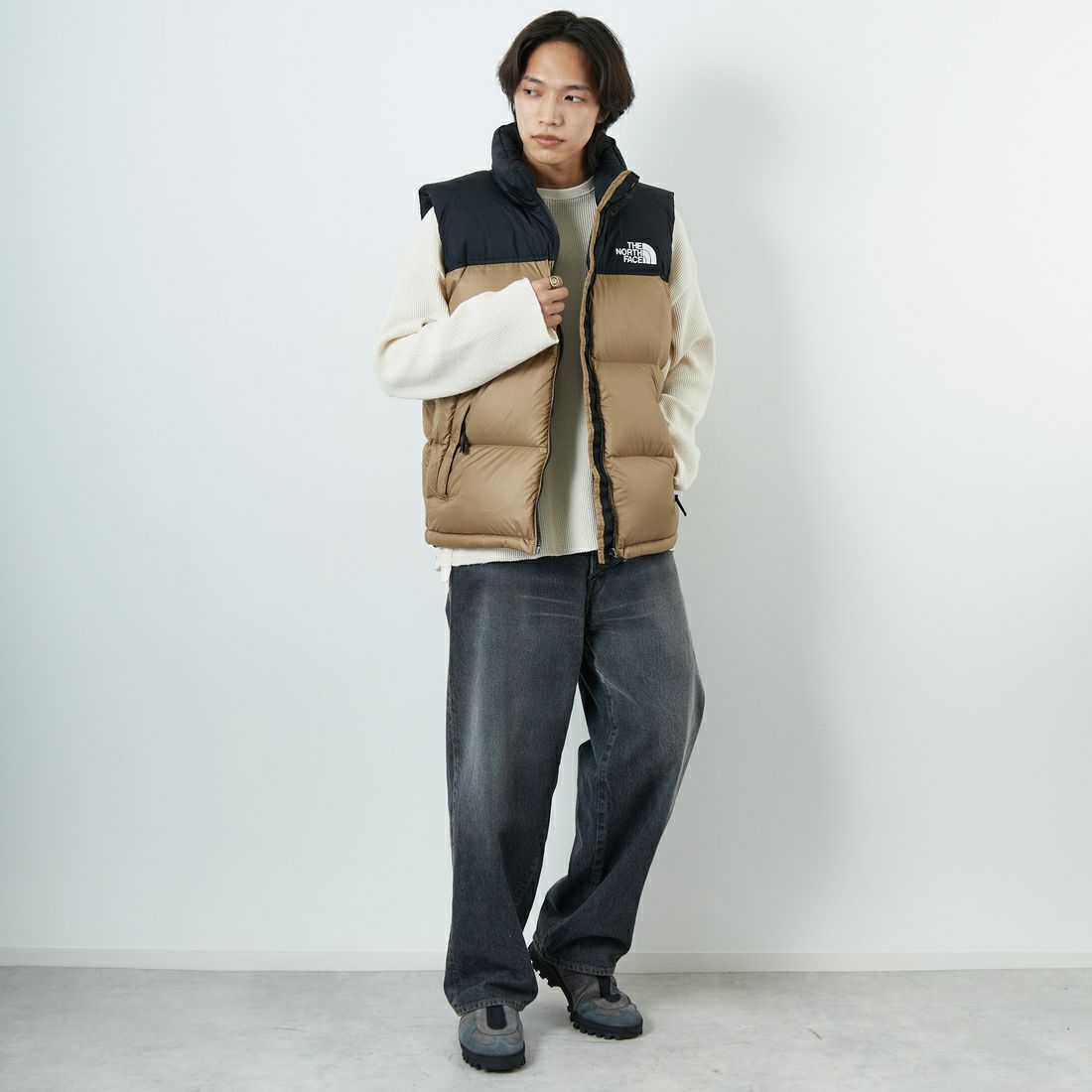 THE NORTH FACE [ザ ノースフェイス] ヌプシベスト [ND92557] CK &&モデル身長：179cm 着用サイズ：L&&