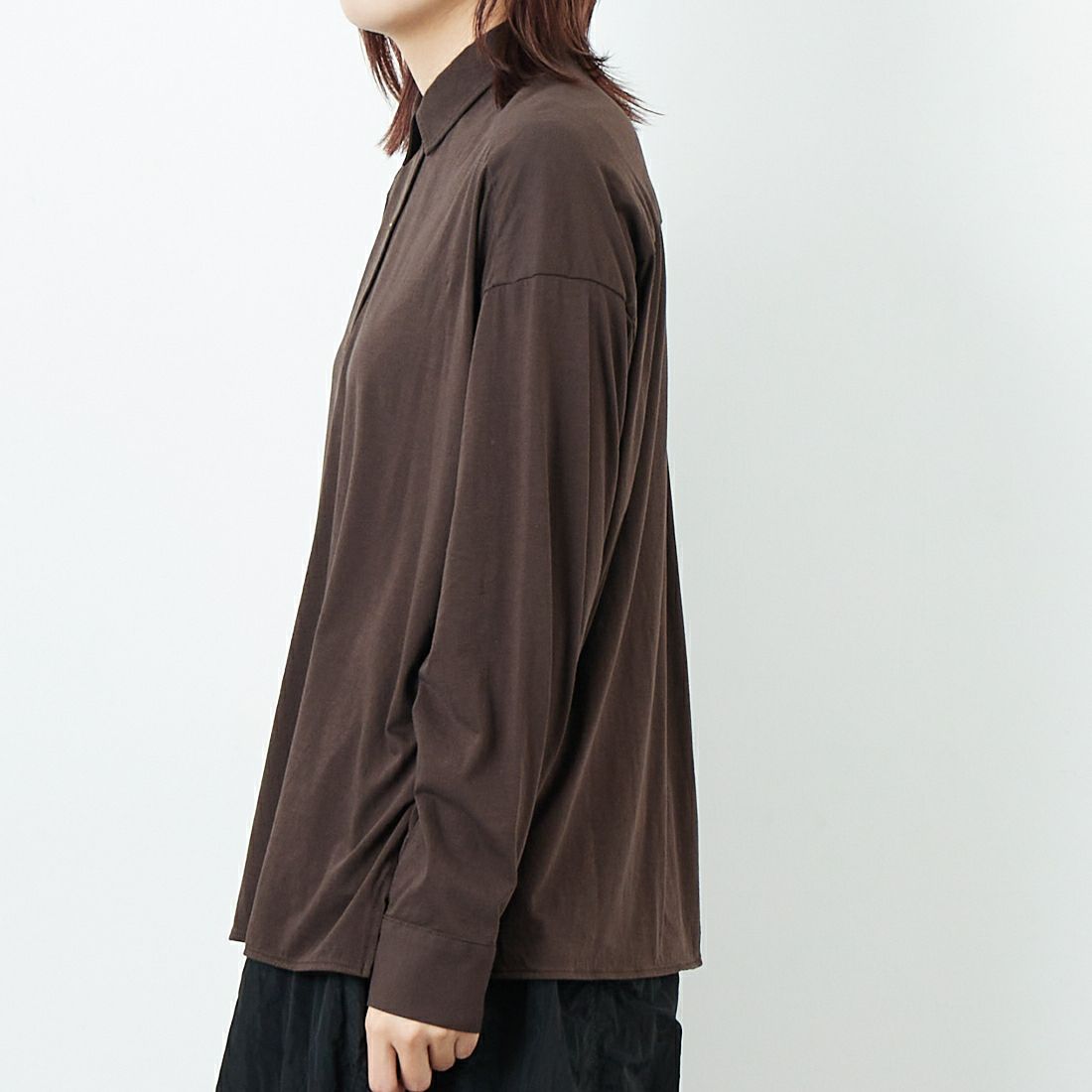 marmors [マルモア] ALBINI カットソーシャツ [0225301102] BROWN &&モデル身長：167cm 着用サイズ：36&&
