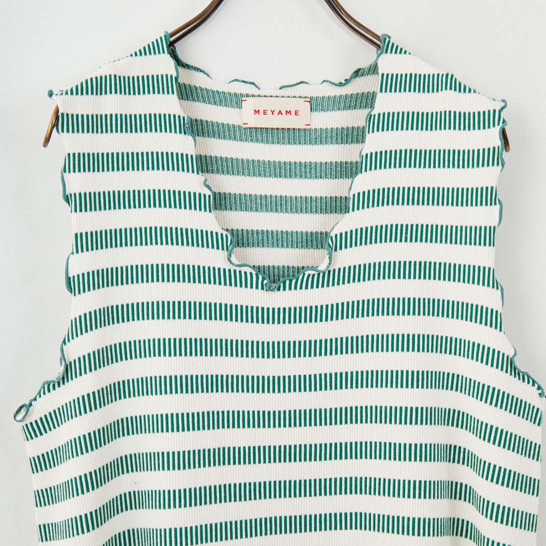 MEYAME [メヤメ] ボーダースリーブレスドレス [MEY-1863] GREEN