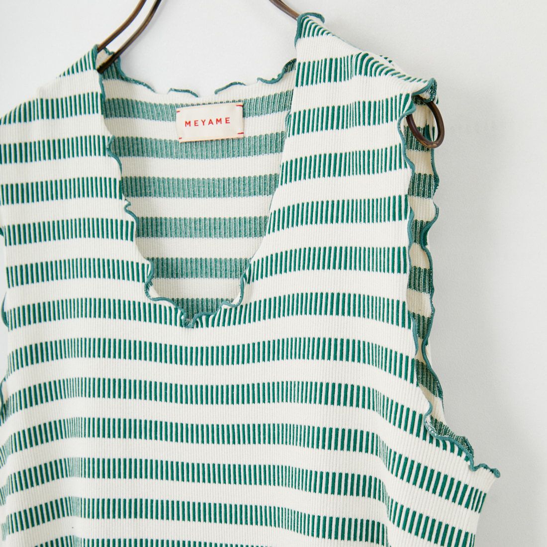 MEYAME [メヤメ] ボーダースリーブレスドレス [MEY-1863] GREEN