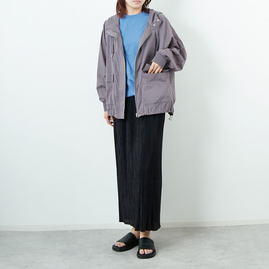 DIGNITE COLLIER [ディニテコリエ] フーディージップブルゾン [80255355] 003 ﾁｬｺｰﾙ &&モデル身長：167cm 着用サイズ：F&&