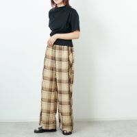 MAISON SPECIAL チェック柄 ワイドパンツ 36 SALE】Check High Waist Wide Pants
