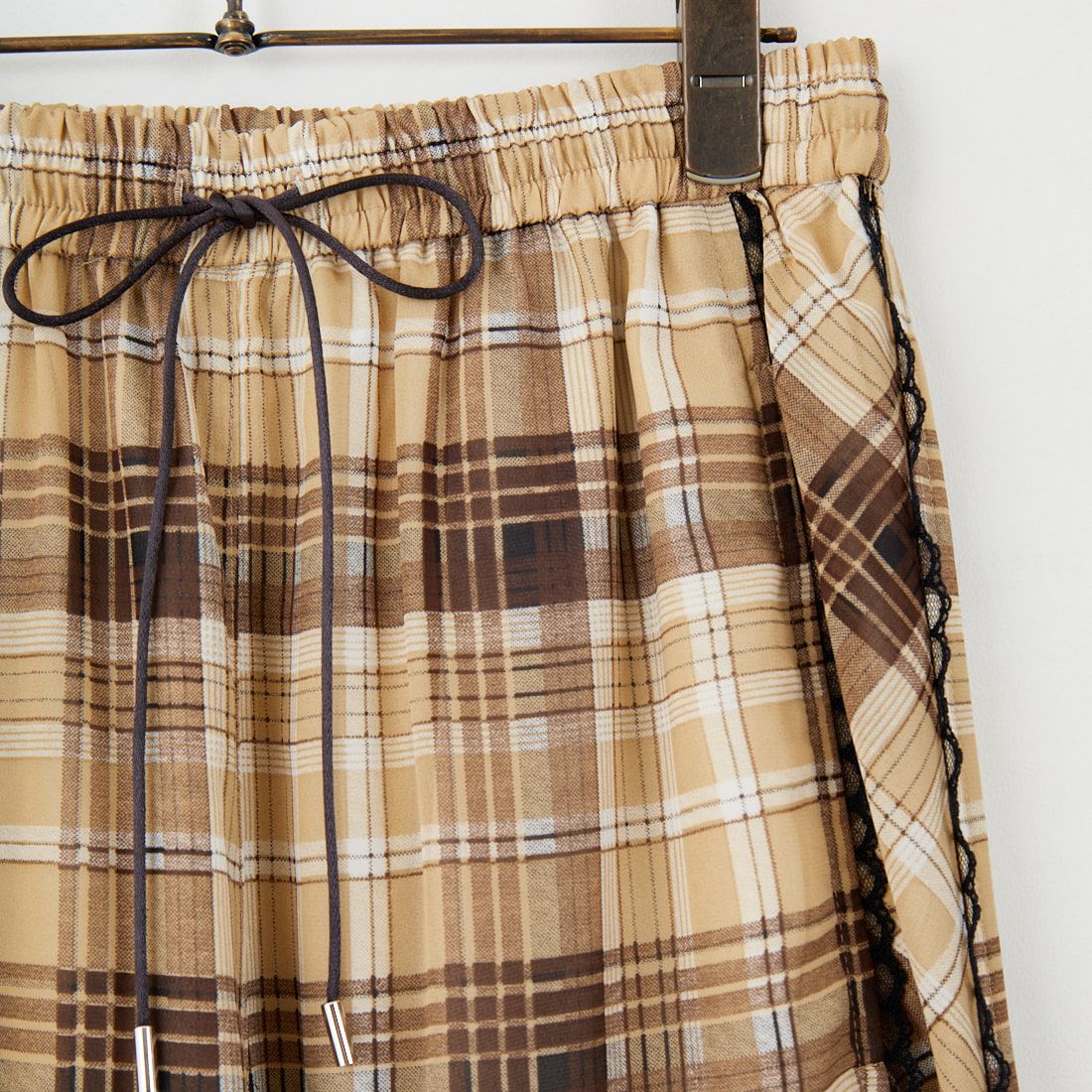 MAISON SPECIAL [メゾンスペシャル] サイドピコレースシアーチェックパンツ [21251465318] BGE