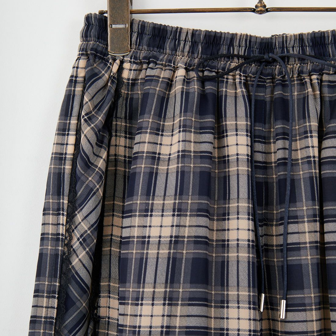 MAISON SPECIAL [メゾンスペシャル] サイドピコレースシアーチェックパンツ [21251465318] NVY