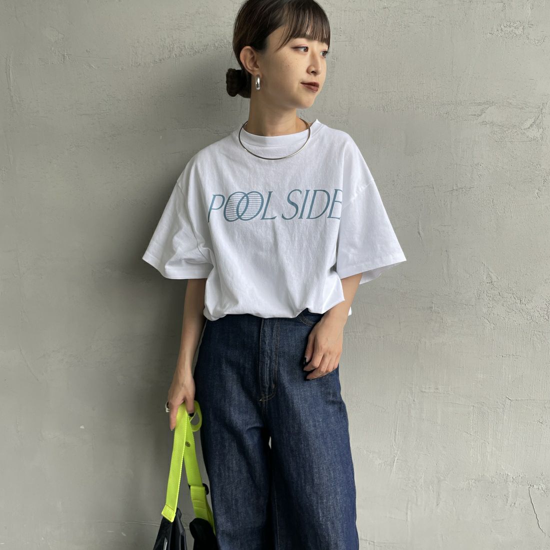 THE SHINZONE [ザ シンゾーン] プールサイドTシャツ [25MMSCU06] 01 WHITE &&モデル身長：150cm 着用サイズ：F0&&