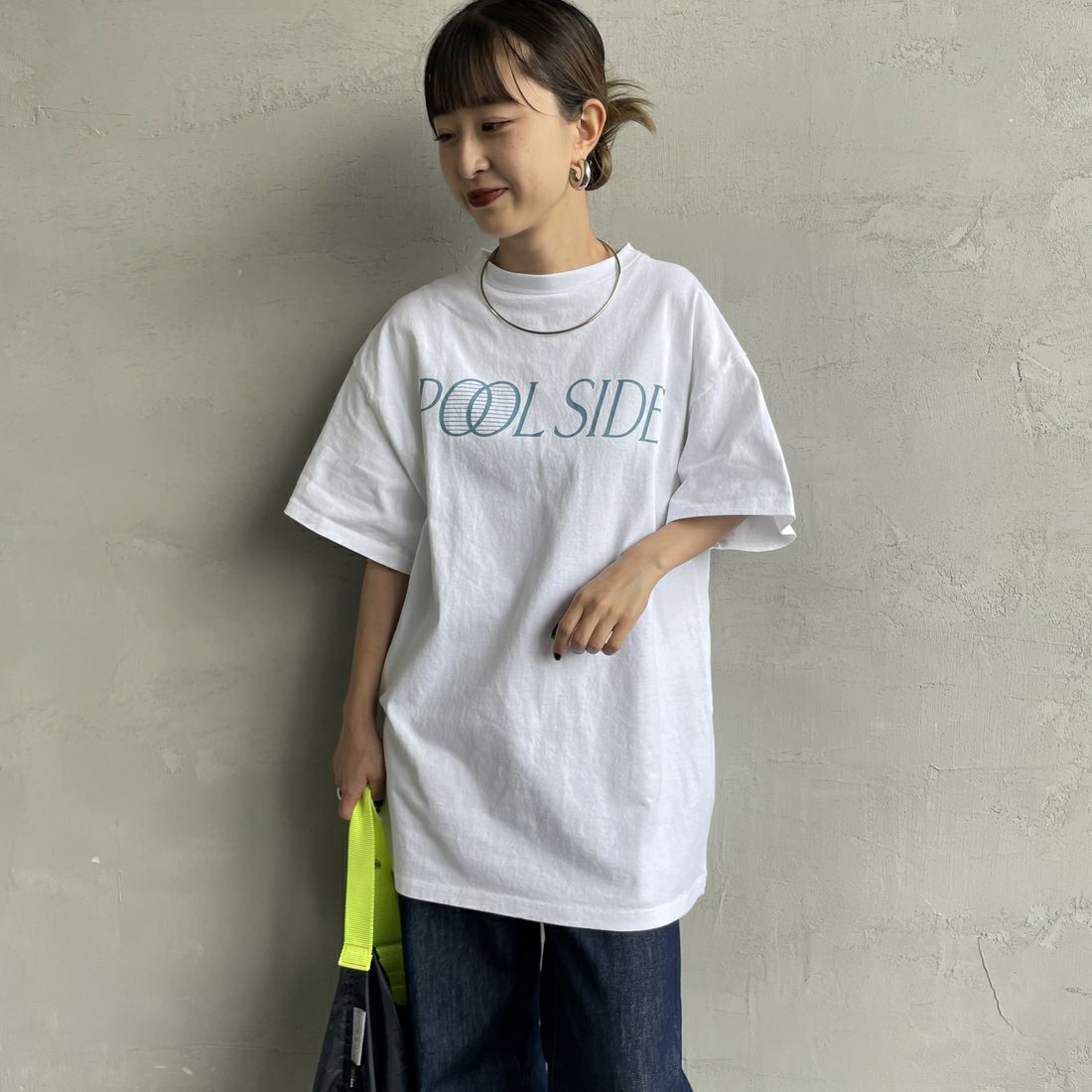 THE SHINZONE [ザ シンゾーン] プールサイドTシャツ [25MMSCU06] 01 WHITE &&モデル身長：150cm 着用サイズ：F0&&