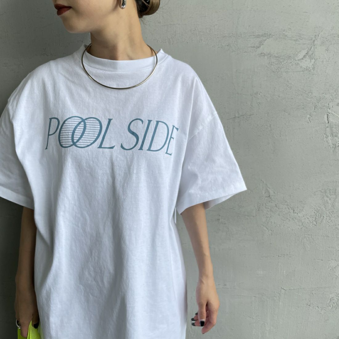 THE SHINZONE [ザ シンゾーン] プールサイドTシャツ [25MMSCU06] 01 WHITE &&モデル身長：150cm 着用サイズ：F0&&