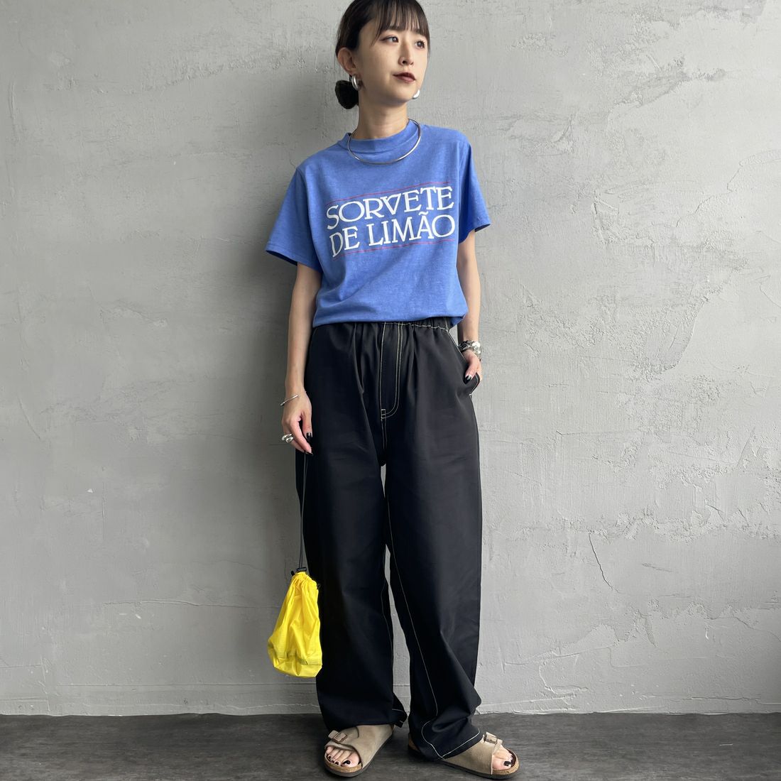 THE SHINZONE [ザ シンゾーン] SORVETE DE LIMAO Tシャツ [25MMSCU07] 83 BLUE &&モデル身長：150cm 着用サイズ：F0&&