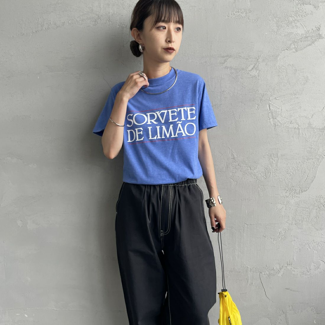 THE SHINZONE [ザ シンゾーン] SORVETE DE LIMAO Tシャツ [25MMSCU07] 83 BLUE &&モデル身長：150cm 着用サイズ：F0&&