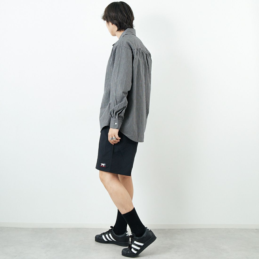 The Endless Summer [エンドレスサマー] ハンティントン ナイロンショーツ [SD-25574002] 01 BLACK &&モデル身長：179cm 着用サイズ：L&&