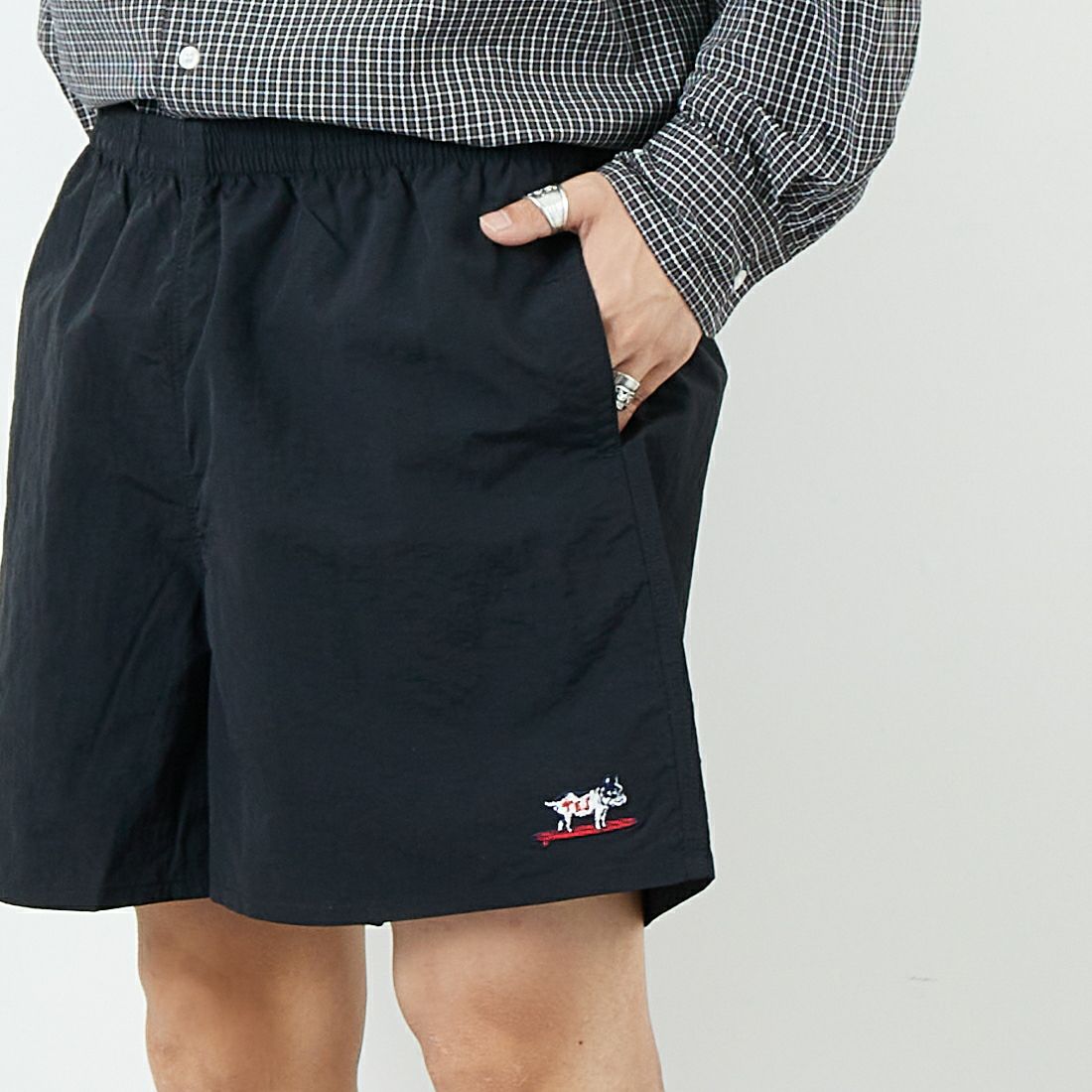 The Endless Summer [エンドレスサマー] ハンティントン ナイロンショーツ [SD-25574002] 01 BLACK &&モデル身長：179cm 着用サイズ：L&&