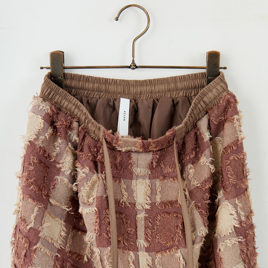 Kelen [ケレン] フリンジチェックワイドパンツ [LKL25FPT2105] BROWN
