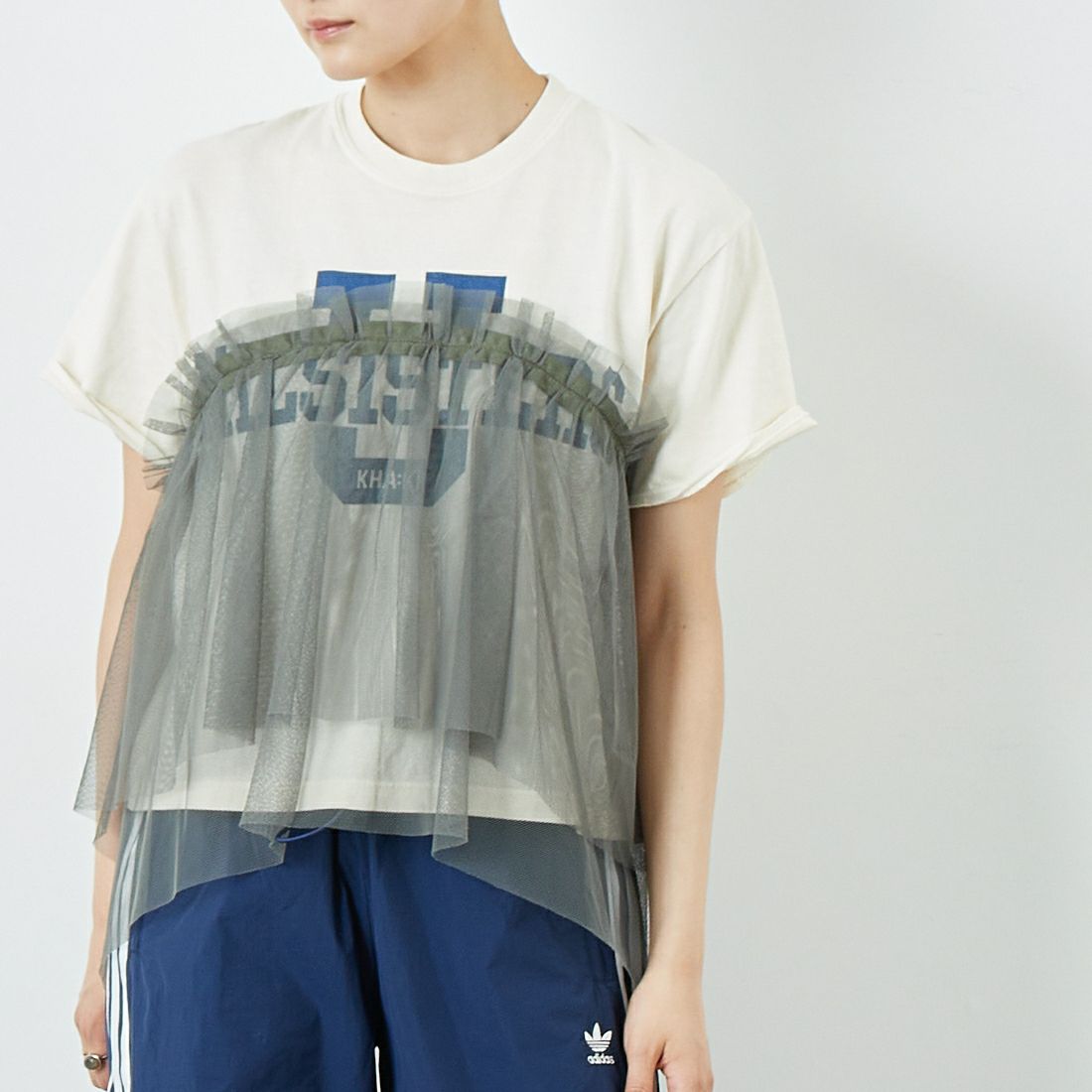 KHA:KI [カーキ] リメイクレイヤードTシャツ [MIL25SCS3455] ECRU &&モデル身長：160cm 着用サイズ：1&&