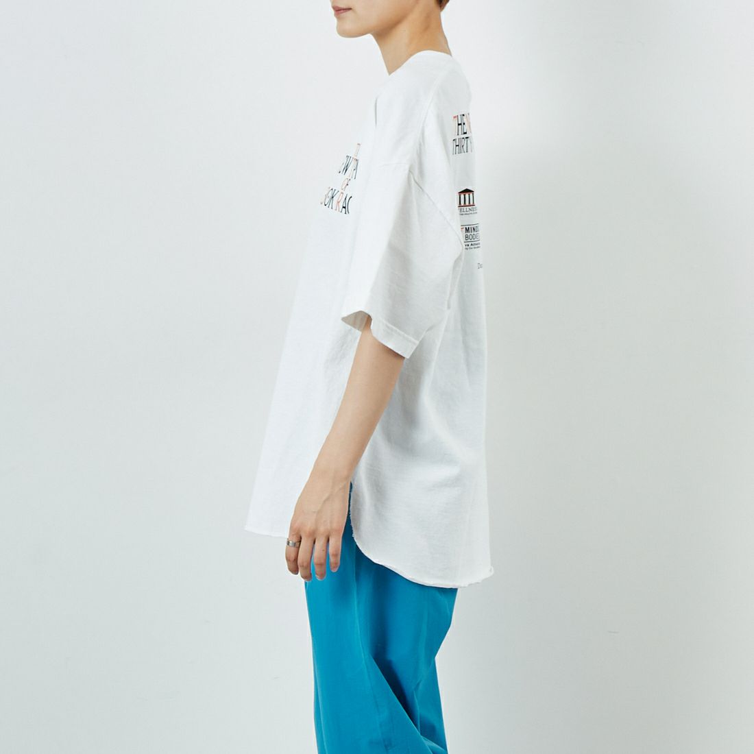 KHA:KI [カーキ] ヘムラウンドTシャツ [MIL25SCS3452] WHITE &&モデル身長：160cm 着用サイズ：1&&