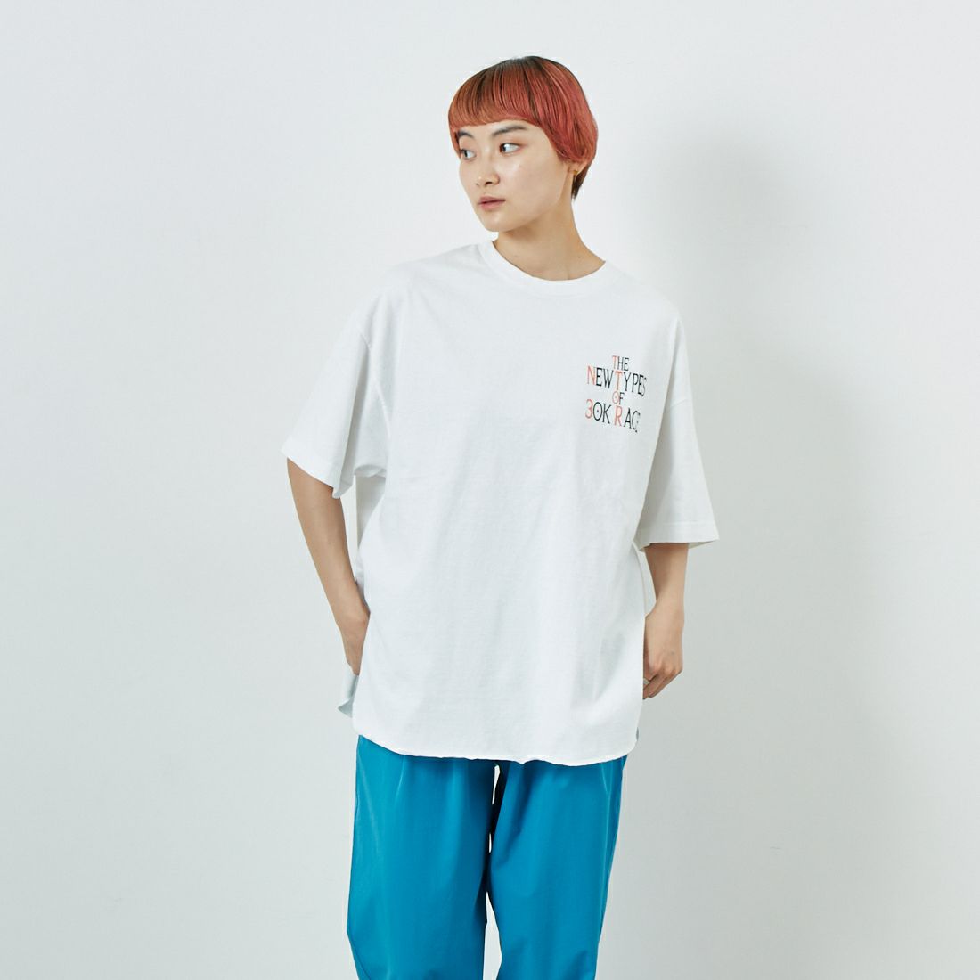 KHA:KI [カーキ] ヘムラウンドTシャツ [MIL25SCS3452] WHITE &&モデル身長：160cm 着用サイズ：1&&