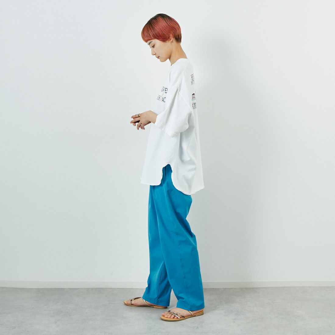 KHA:KI [カーキ] ヘムラウンドTシャツ [MIL25SCS3452] WHITE &&モデル身長：160cm 着用サイズ：1&&