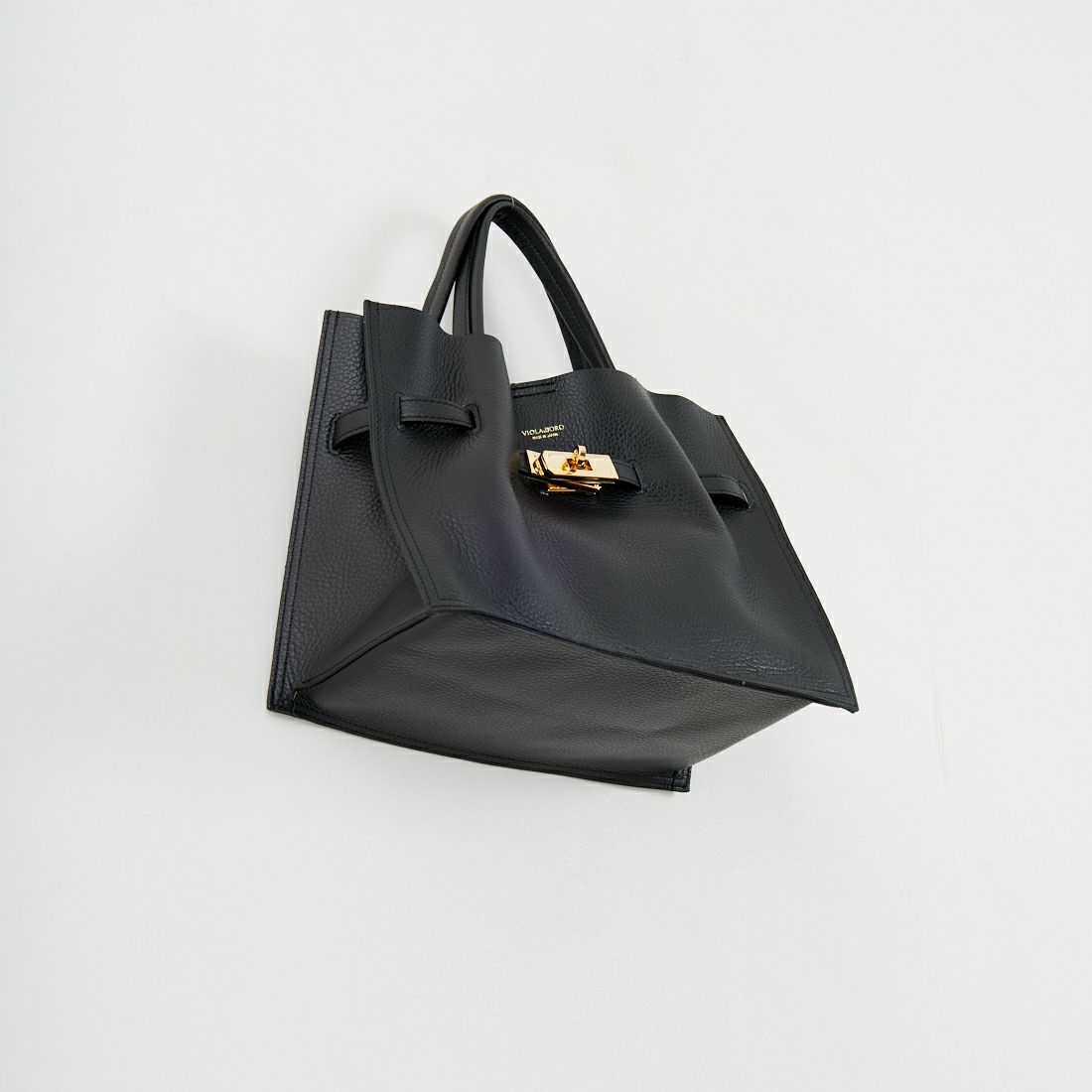 VIOLAd'ORO [ヴィオラドーロ] イタリアンWフェイスレザートートバッグ [V-1496] BLACK/GRAY