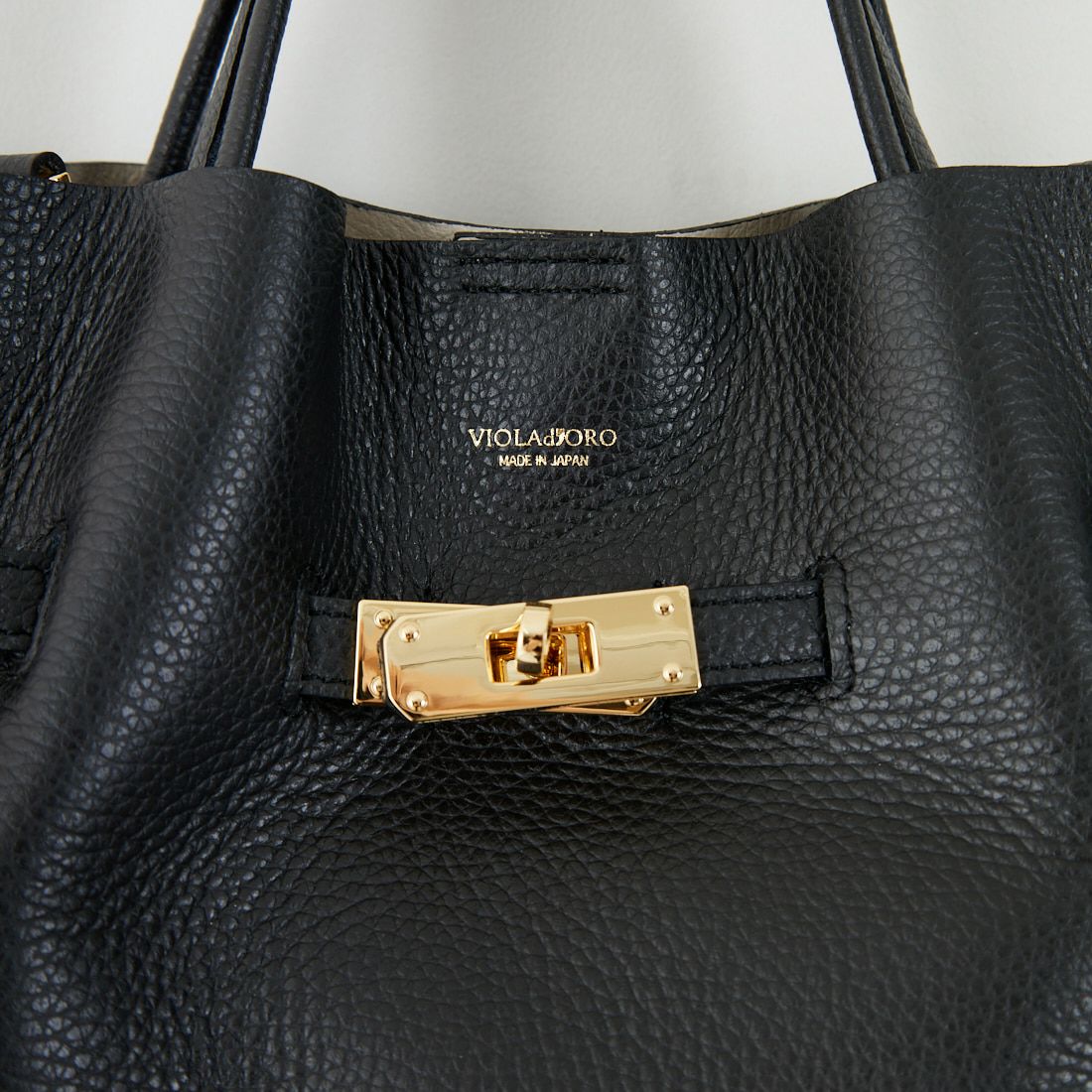 VIOLAd'ORO [ヴィオラドーロ] イタリアンWフェイスレザートートバッグ [V-1496] BLACK/GRAY