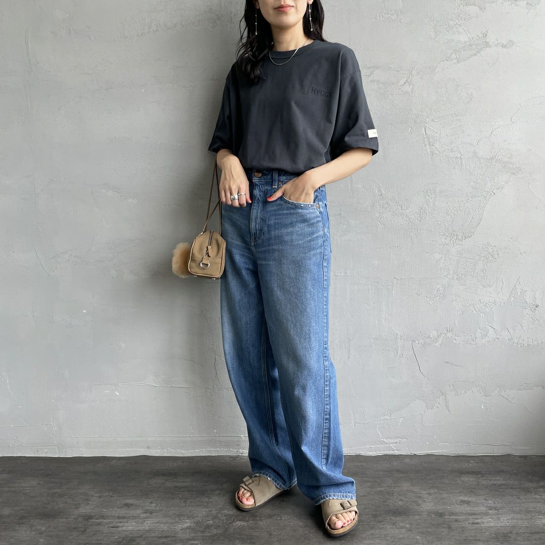 NORDISK [ノルディスク] 別注 HYGGE カモバックプリントTシャツ [NU11501-JF] CHARCOAL &&モデル身長：160cm 着用サイズ：44&&