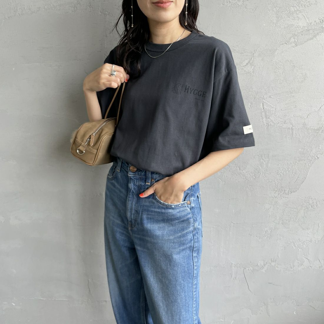 NORDISK [ノルディスク] 別注 HYGGE カモバックプリントTシャツ [NU11501-JF] CHARCOAL &&モデル身長：160cm 着用サイズ：44&&