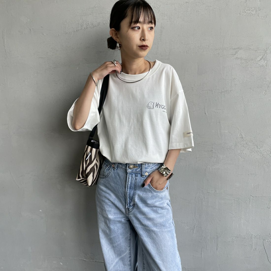 NORDISK [ノルディスク] 別注 HYGGE カモバックプリントTシャツ [NU11501-JF] WHITE &&モデル身長：150cm 着用サイズ：44&&