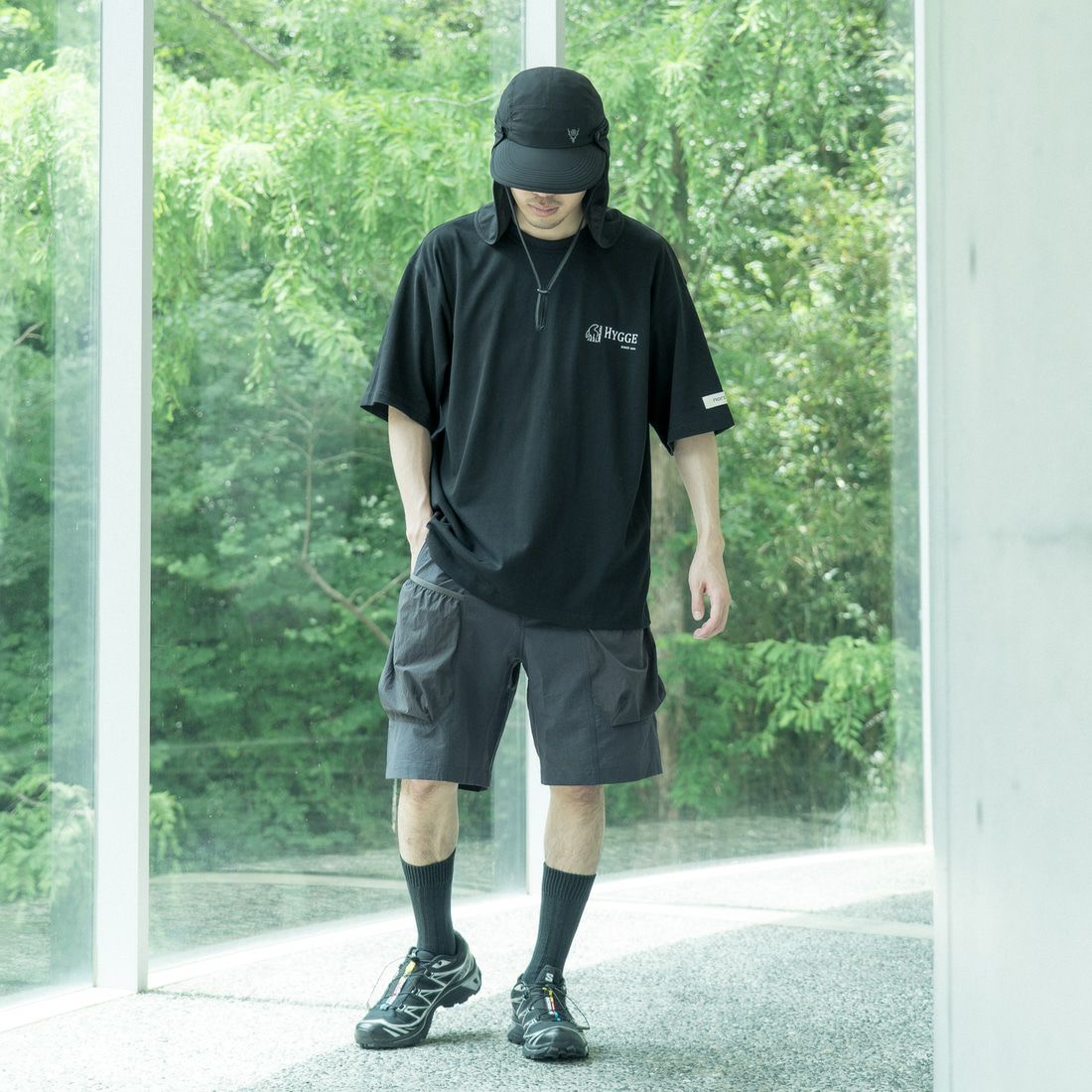 NORDISK [ノルディスク] 別注 HYGGE シカバックプリントTシャツ [NU11503-JF] BLACK &&モデル身長：168cm 着用サイズ：48&&
