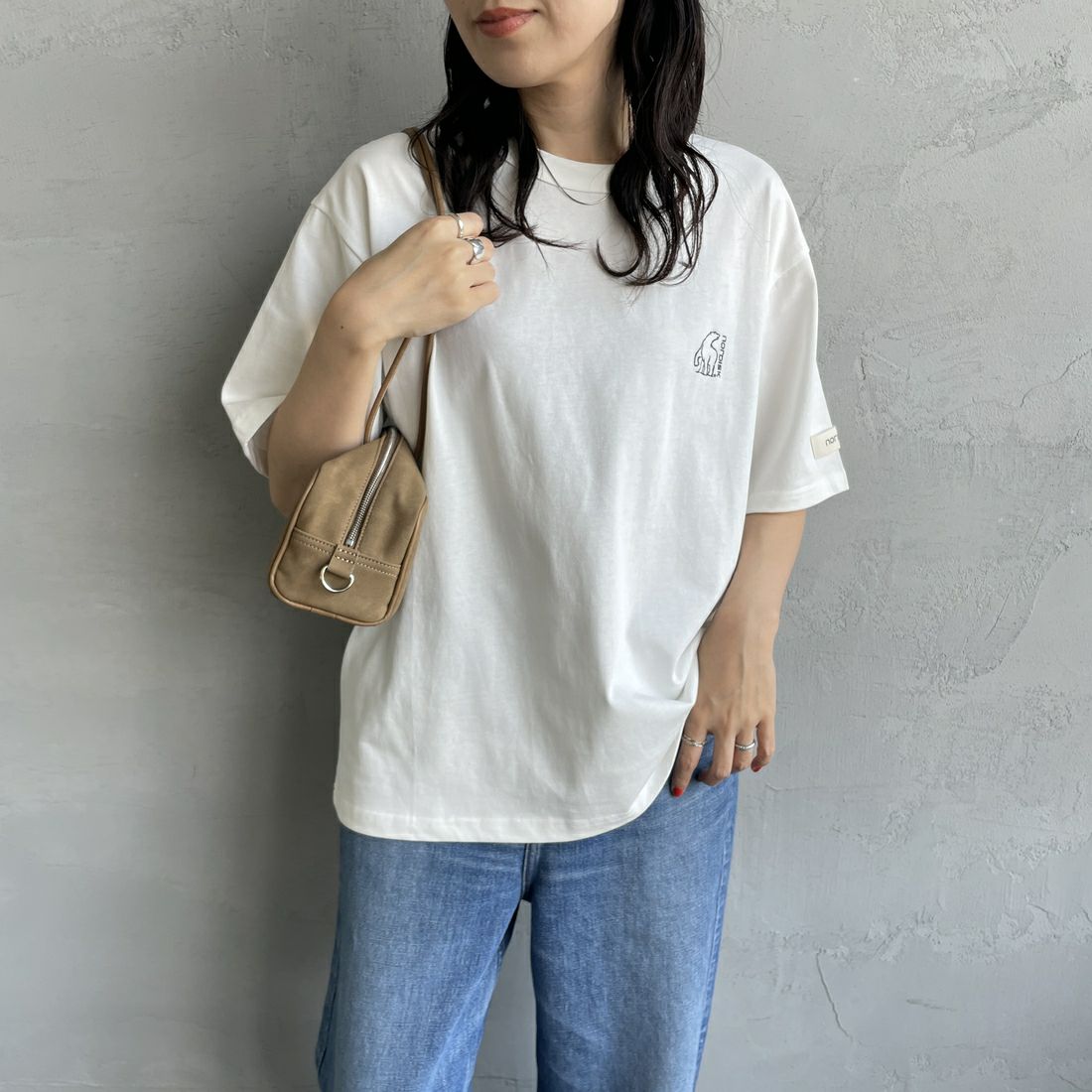 NORDISK [ノルディスク] 別注 バックロゴプリントTシャツ [NU11504-JF] WHITE &&モデル身長：160cm 着用サイズ：44&&