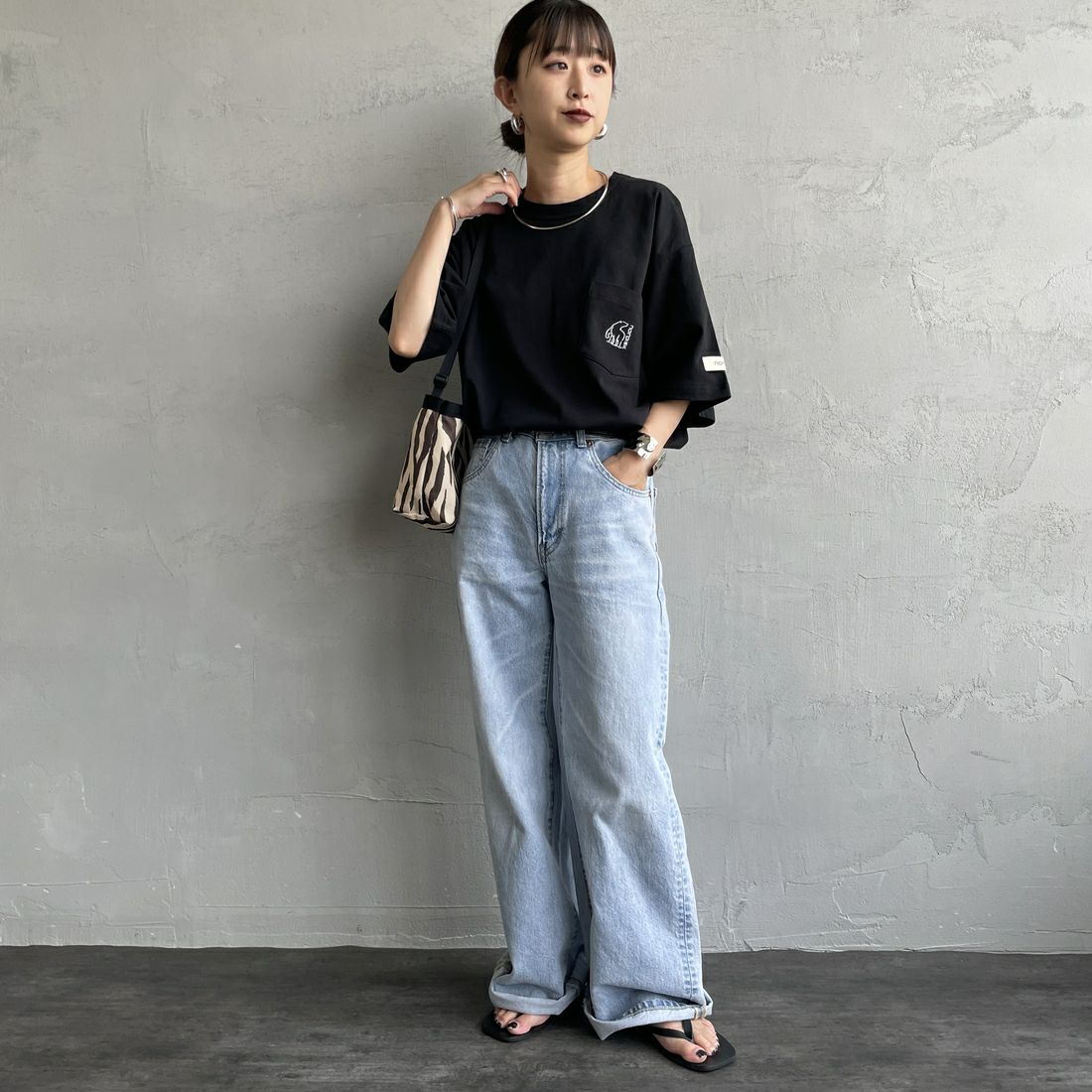 NORDISK [ノルディスク] 別注 ワンポイントポケットTシャツ [NU11505-JF] BLACK &&モデル身長：150cm 着用サイズ：44&&