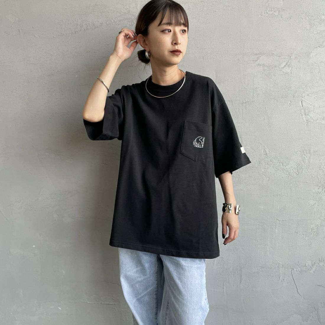 NORDISK [ノルディスク] 別注 ワンポイントポケットTシャツ [NU11505-JF] BLACK &&モデル身長：150cm 着用サイズ：44&&