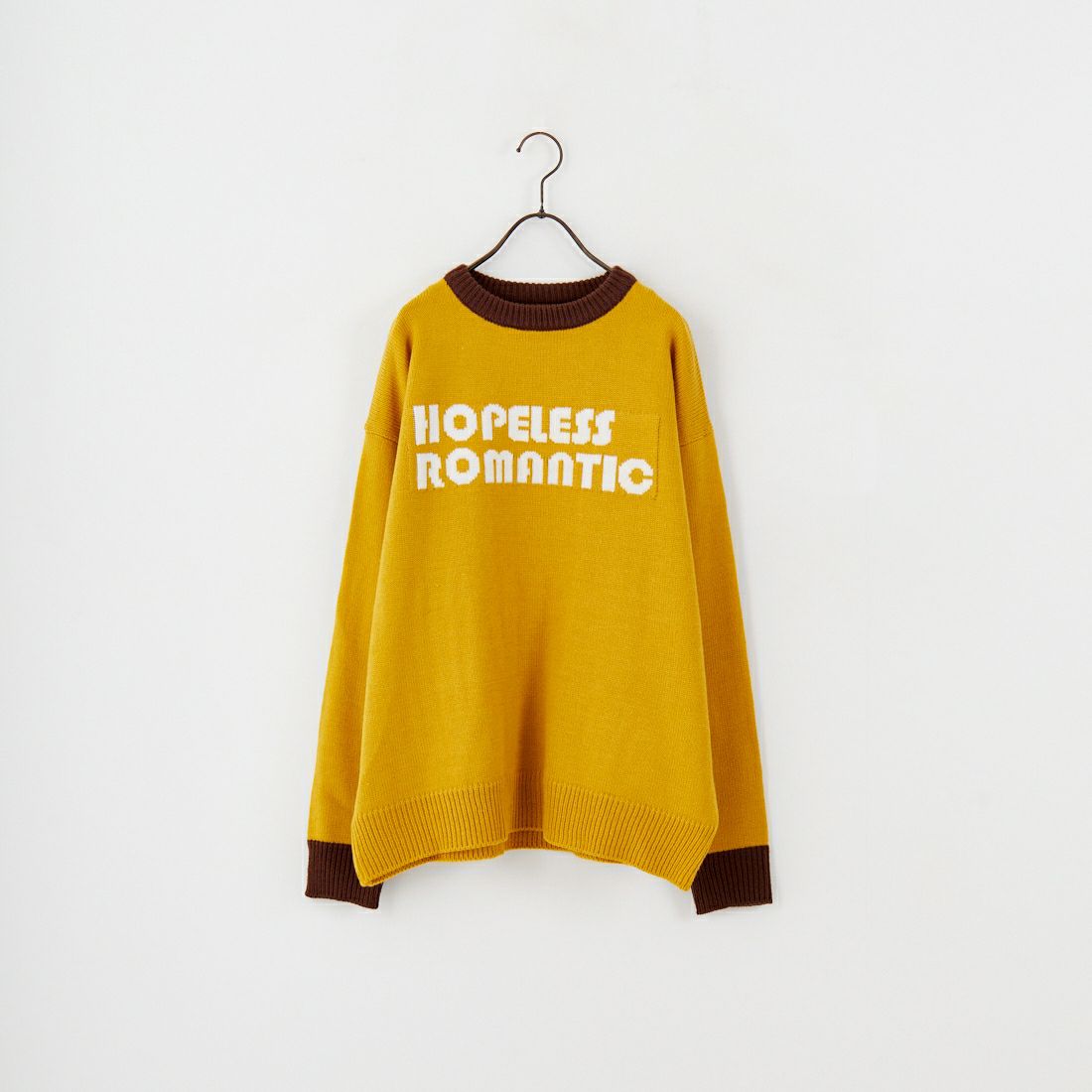 LOGAN Knitting Mills [ローガン ニッティング ミルズ] 別注 クルーネック 配色ジャガードロゴニット [LG-25FW28IN-JF] MUSTARD