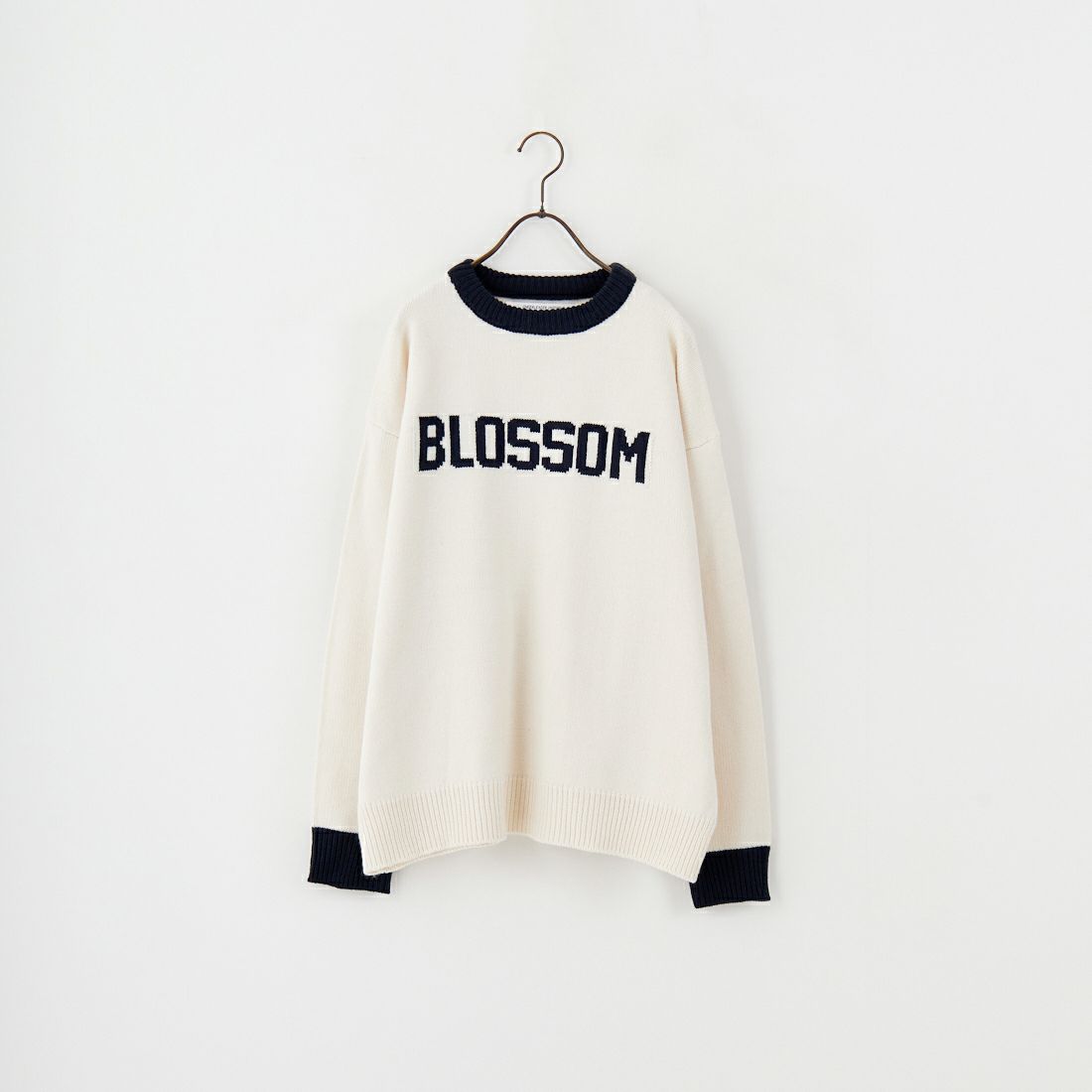 LOGAN Knitting Mills [ローガン ニッティング ミルズ] 別注 クルーネック 配色ジャガードロゴニット [LG-25FW28IN-JF] IVORY