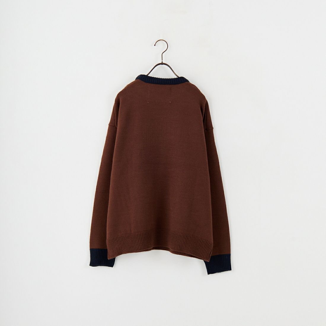 LOGAN Knitting Mills [ローガン ニッティング ミルズ] 別注 クルーネック 配色ジャガードロゴニット [LG-25FW28IN-JF] BROWN