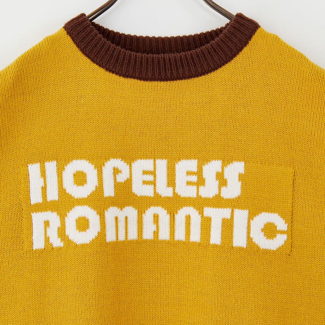 LOGAN Knitting Mills [ローガン ニッティング ミルズ] 別注 クルーネック 配色ジャガードロゴニット [LG-25FW28IN-JF] MUSTARD