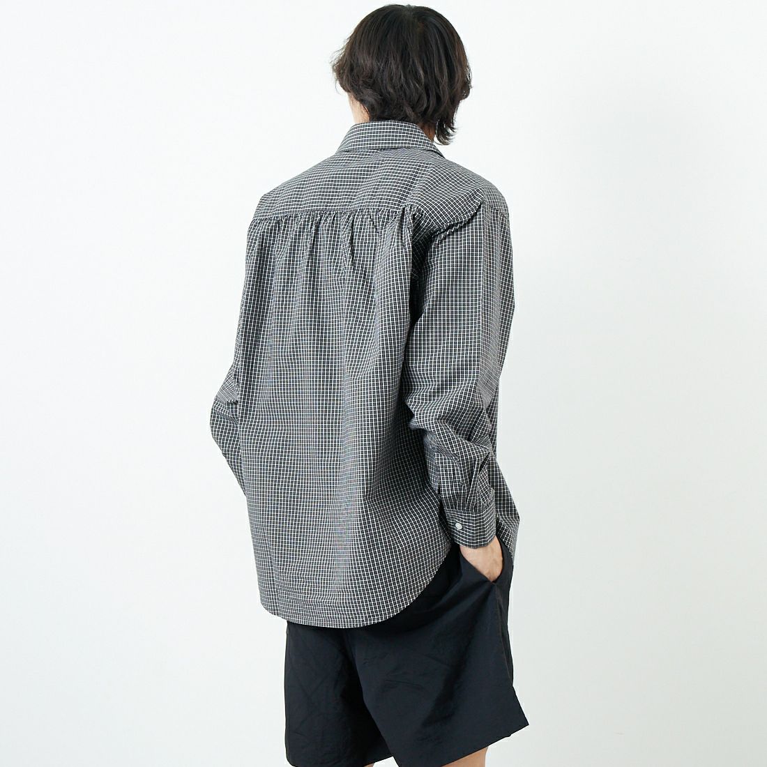 VALTA [ヴァルタ] 別注 シャーリングシャツ [VA25SS3042A-JF] CH530 BRN &&モデル身長：179cm 着用サイズ：M&&