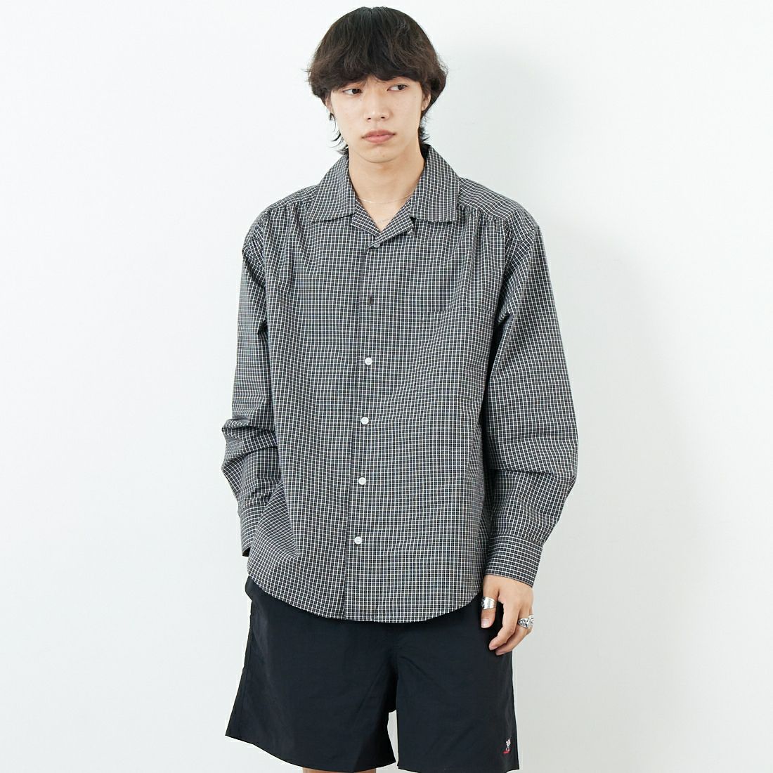 VALTA [ヴァルタ] 別注 シャーリングシャツ [VA25SS3042A-JF] CH530 BRN &&モデル身長：179cm 着用サイズ：M&&