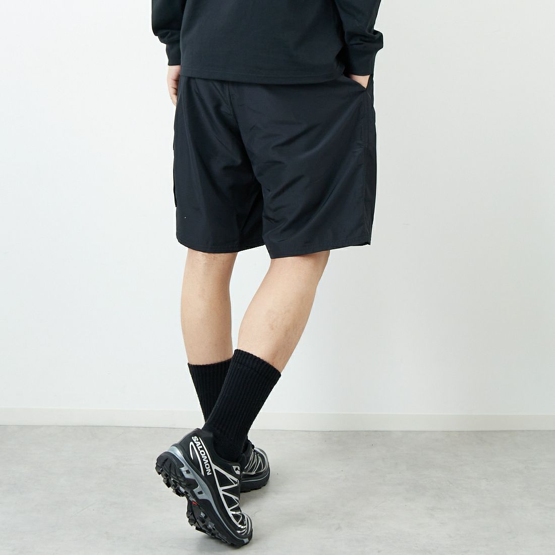 NIKE SWIM [ナイキスイム] リップストップ9インチカーゴボレーショーツ [NESSF452] N001 ﾌﾞﾗｯｸ &&モデル身長：179cm 着用サイズ：XL&&