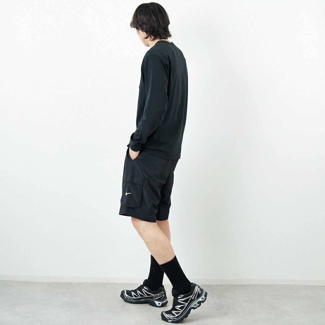 NIKE SWIM [ナイキスイム] リップストップ9インチカーゴボレーショーツ [NESSF452] N001 ﾌﾞﾗｯｸ &&モデル身長：179cm 着用サイズ：XL&&