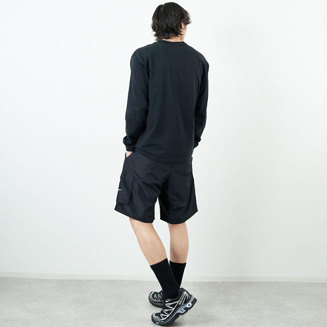 NIKE SWIM [ナイキスイム] リップストップ9インチカーゴボレーショーツ [NESSF452] N001 ﾌﾞﾗｯｸ &&モデル身長：179cm 着用サイズ：XL&&