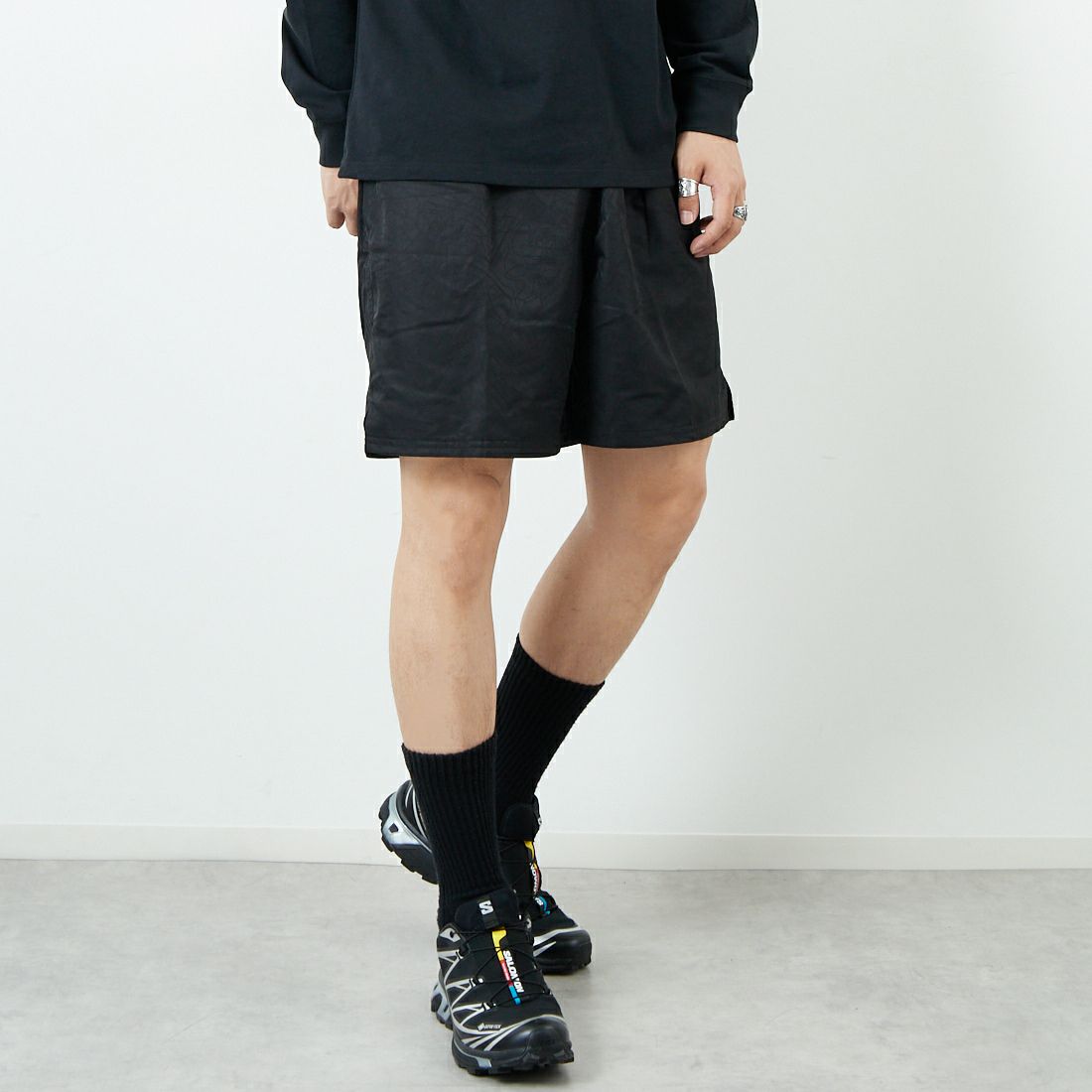 N001 ﾌﾞﾗｯｸ&&モデル身長：179cm 着用サイズ：XL&&