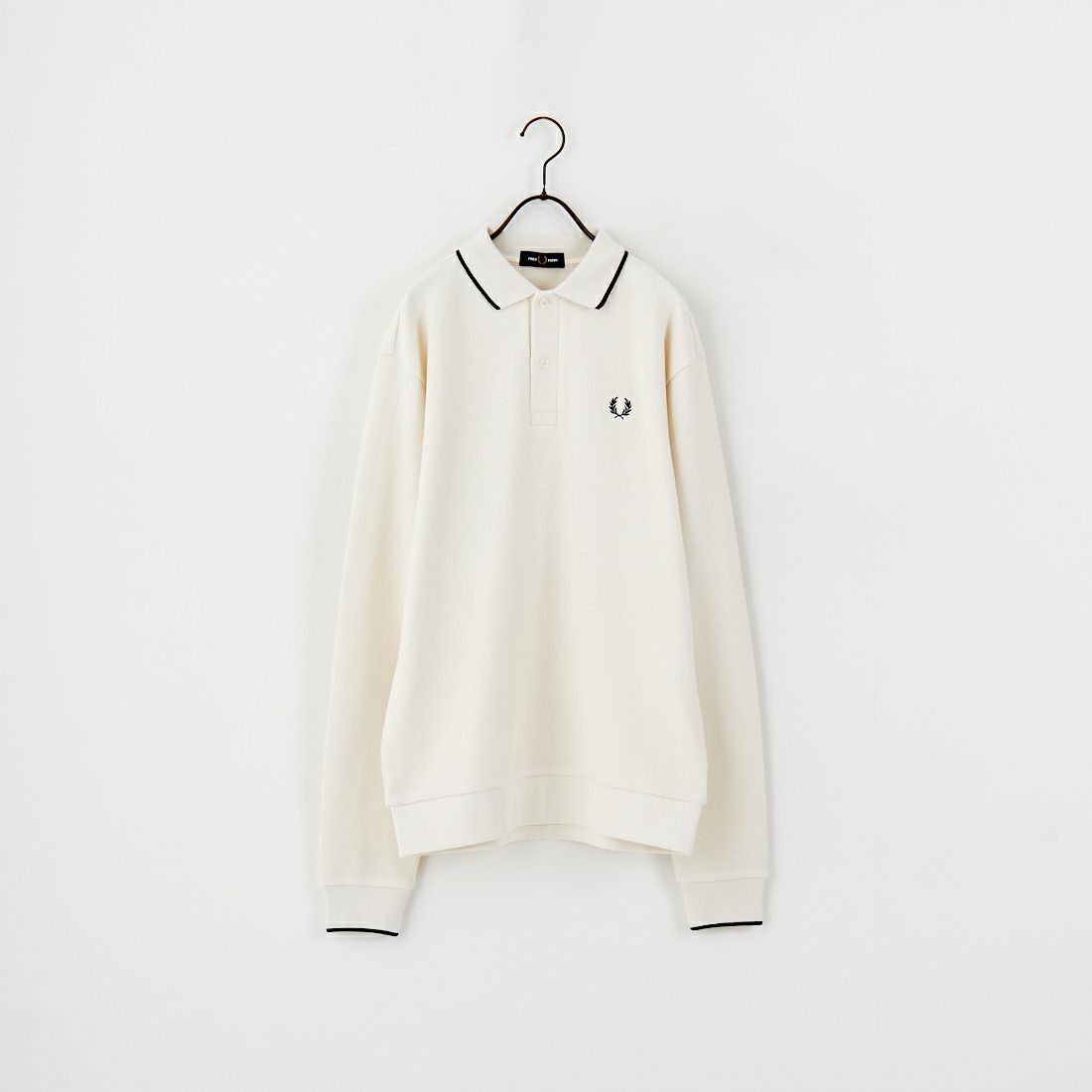 FRED PERRY [フレッドペリー] 別注 ワンポイントロゴ刺繍 ロングスリーブポロシャツ [FPM-25A-027JF] ECRU/NAVY