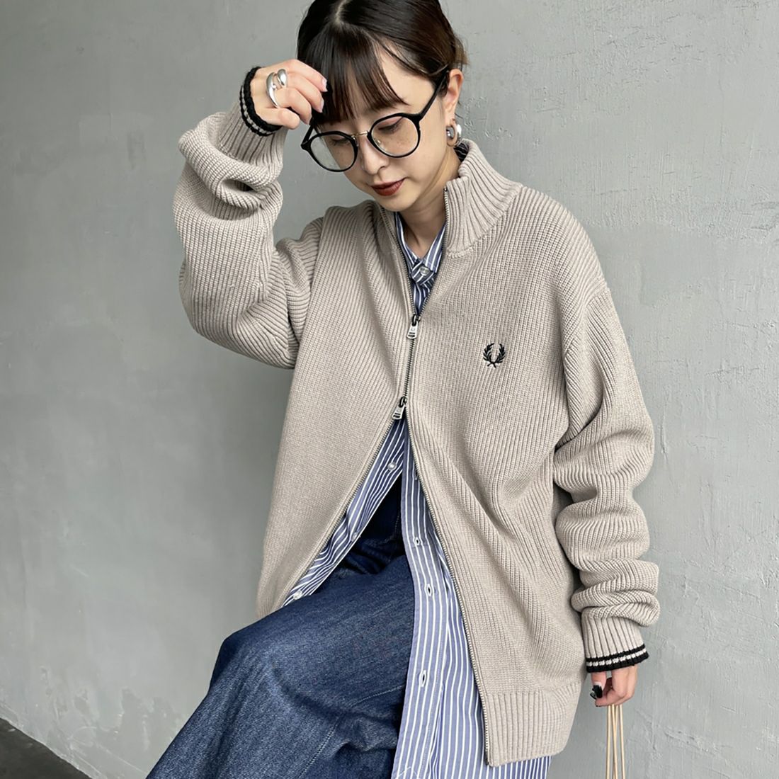 Fred Perry フレッドペリー　ドライバーズニット　ラムウール　Lサイズ Fred Perry フレッドペリー ドライバーズニット ラムウール L