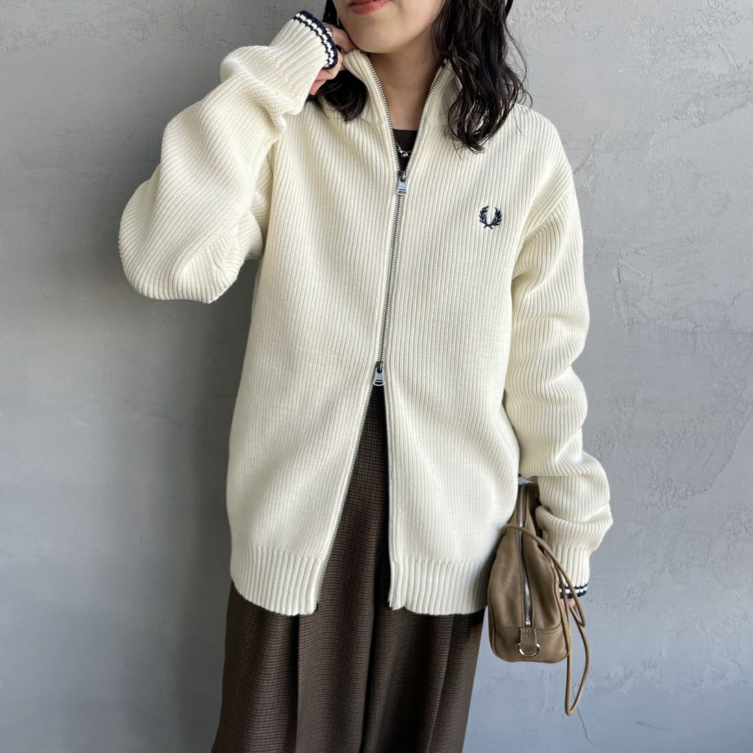 ECRU/NAVY&&モデル身長：160cm 着用サイズ：S&&